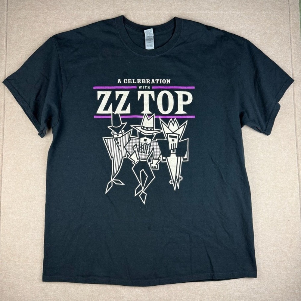 Gildan ZZ Top Shirt Mens XL Black 2021 Tour Concert Graphic Band Tee